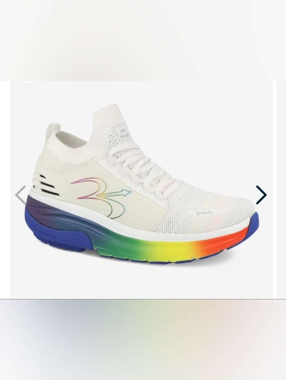 White Gdefy Women's Knit Lace-Up Sneakers with Color Accent